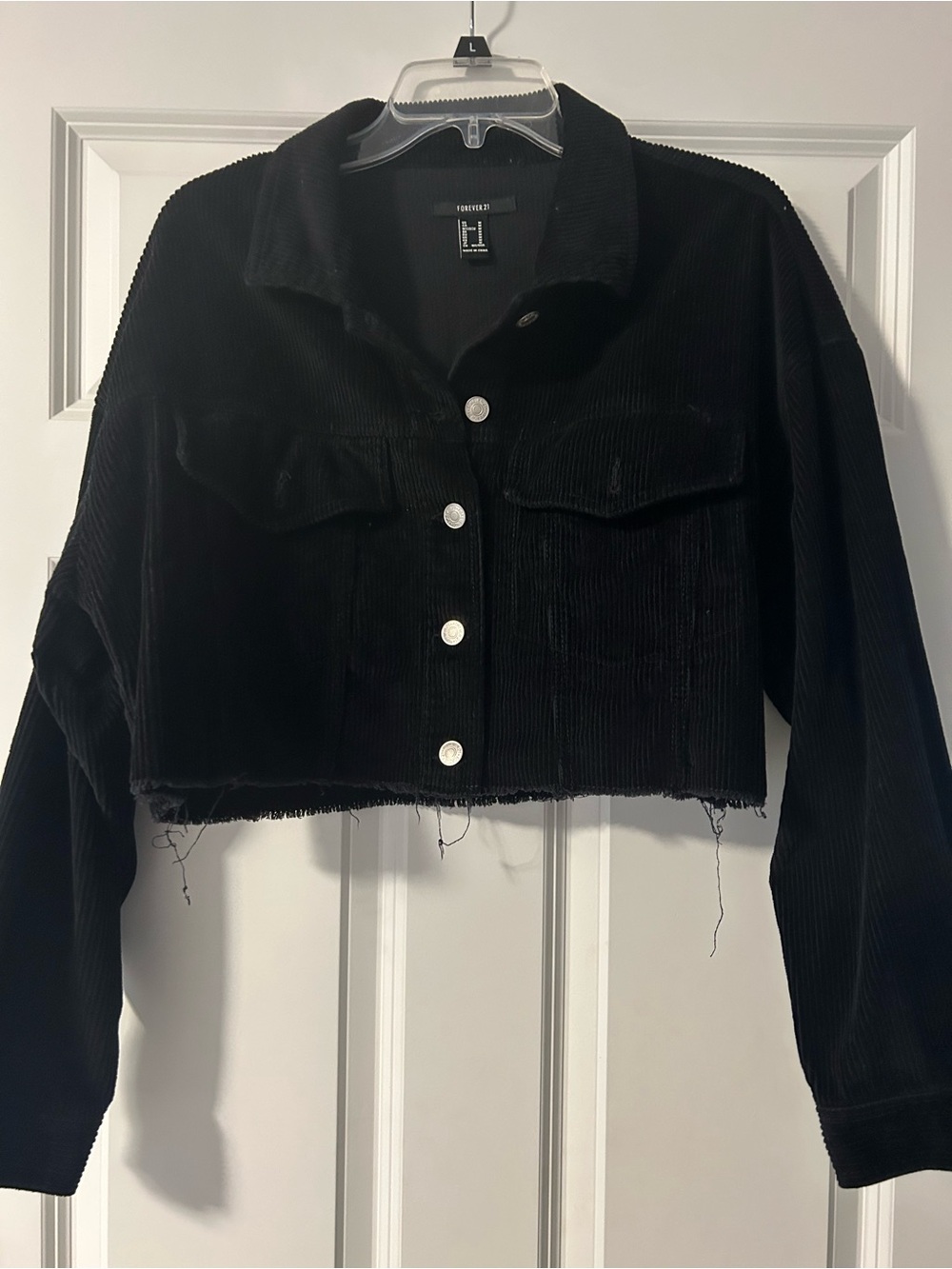 Forever 21 Black Cropped Corduroy Jacket M